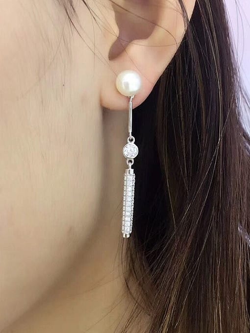 EVITA PERONI Fashion Freshwater Pearl Zircon drop earring 1