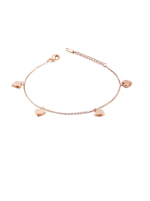 Open Sky Stainless Steel With Rose Gold Plated Fashion Heart Anklets 0