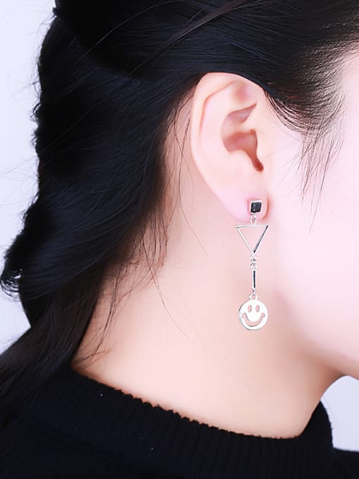 One Silver Fashion Smiling Face Shaped Earrings 2