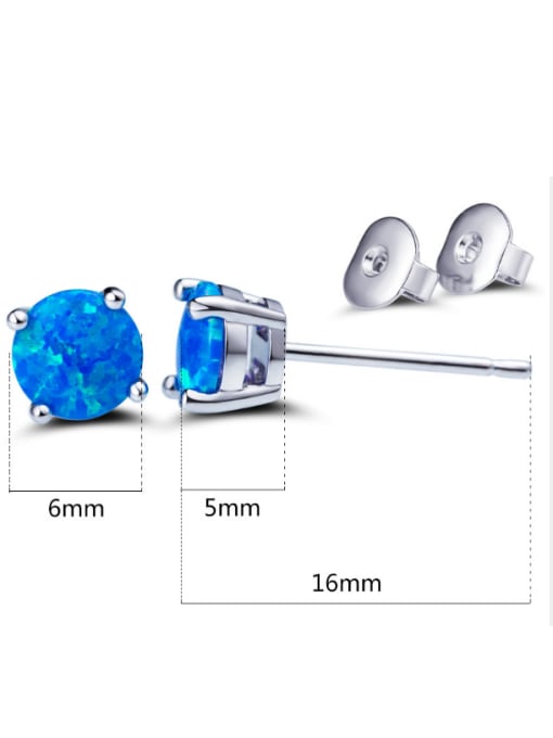 Blue 6MM Opal Stone stud Earring