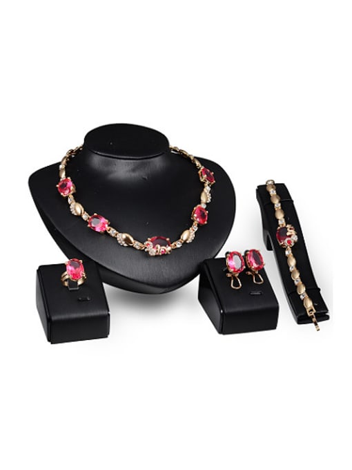 BESTIE Alloy Imitation-gold Plated Fashion Stones Four Pieces Jewelry Set 0