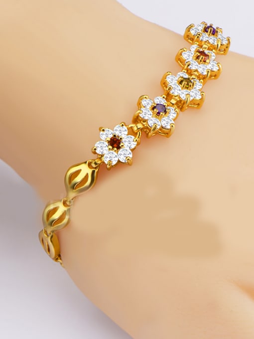 Days Lone 18K Gold Plated Flower Zircon Bracelet 1