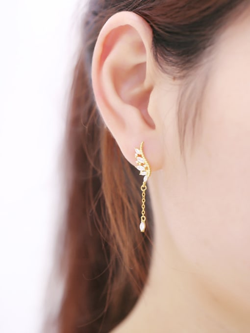 kwan Creative Asymmetry Silver Zircon Drop Earrings 1