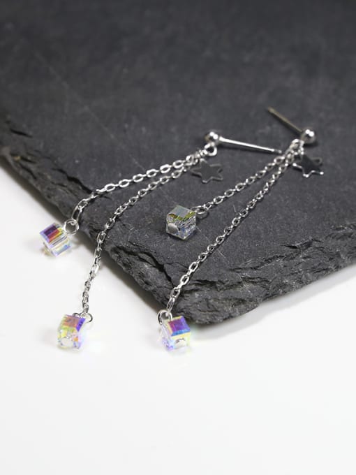 Peng Yuan Fashion Tiny Cubic Crystals 925 Silver Drop Earrings 0