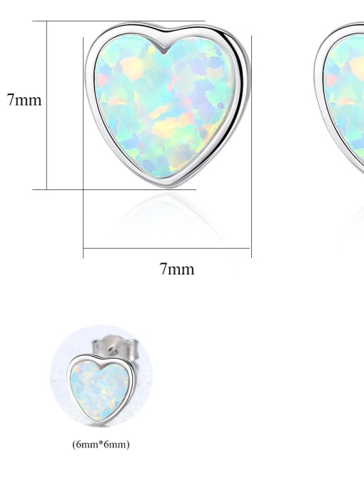 CCUI Sterling Silver Compact heart shaped opal earring 3