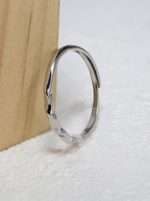 Peng Yuan Simple 925 Silver Water Wave Smooth Opening Ring 1
