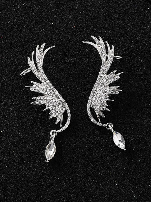 platinum Alloy With Platinum Plated Delicate Angel Wing Drop Earrings