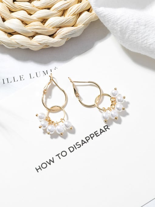 5# Alloy With Gold Plated Fashion Metal Ball Imitation Pearl Drop Earrings