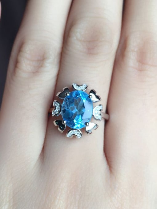 Deli Fashion Sapphire Gemstones Flowery Ring 1