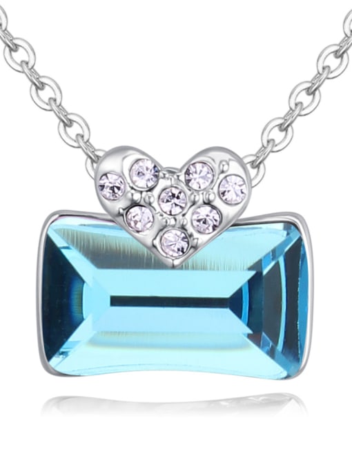 light blue Simple Little Heart austrian Crystals Alloy Necklace