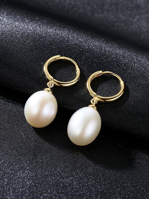 CCUI Pure silver 10-11mm natural pearl gold ear buckle 1