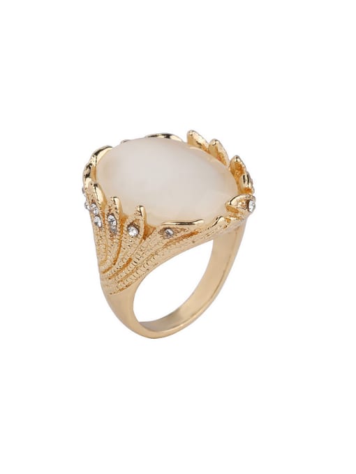 Gujin Retro style Oval Stone Crystals Alloy Ring 2