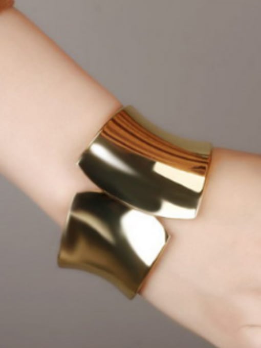 Open Sky Exaggerated Smooth Wide Gold Plated Opening Bangle 1