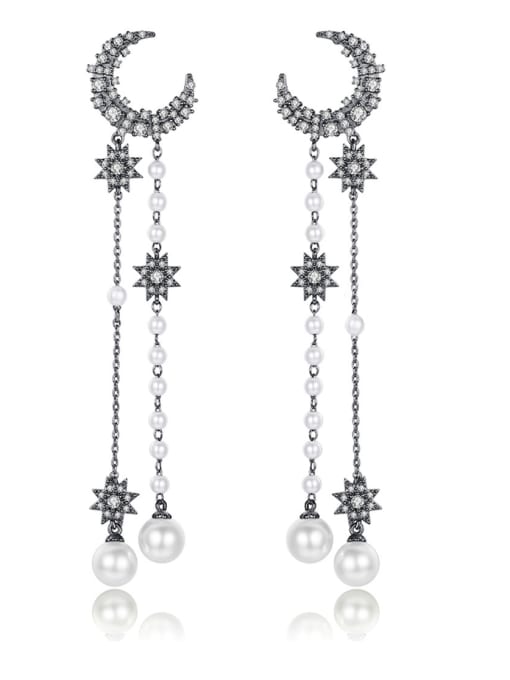 BLING SU Copper With  Imitation Pearl Bohemia Charm Party Drop Earrings 0