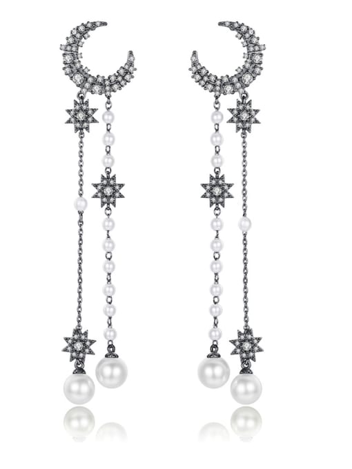 BLING SU Copper With  Imitation Pearl Bohemia Charm Party Drop Earrings