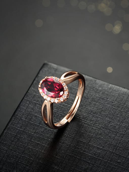 Red Platinum Oval Gemstone Zircon Engagement Ring