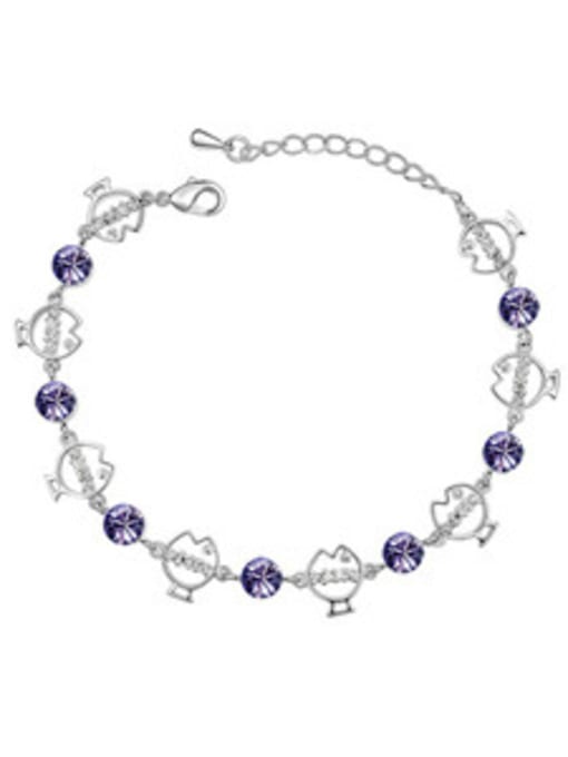 purple Simple Cubic austrian Crystals Little Fish Alloy Bracelet