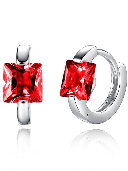 Red Fashion Square Zircon Copper Earrings