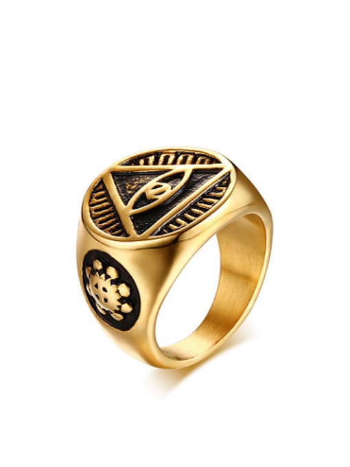 CONG Exquisite Gold Plated Eye Shaped Titanium Ring 0