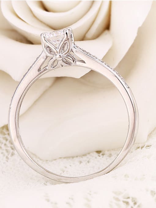 XP Copper Alloy White Gold Plated Simple style Zircon Engagement Ring 2