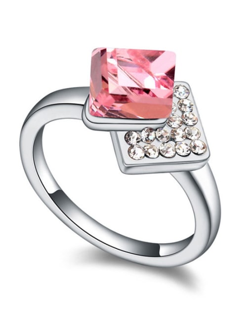 pink Simple Cubic austrian Crystals Alloy Ring