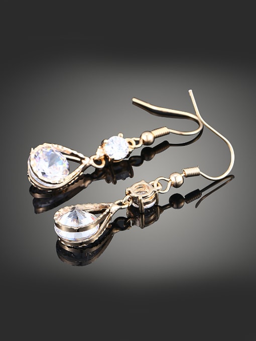 Wei Jia Fashion Cubic White Zircon Copper Drop Earrings 1