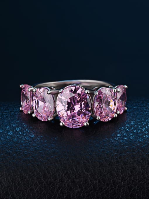 KENYON Fashion Oval Pink Zirconias Copper Ring 2