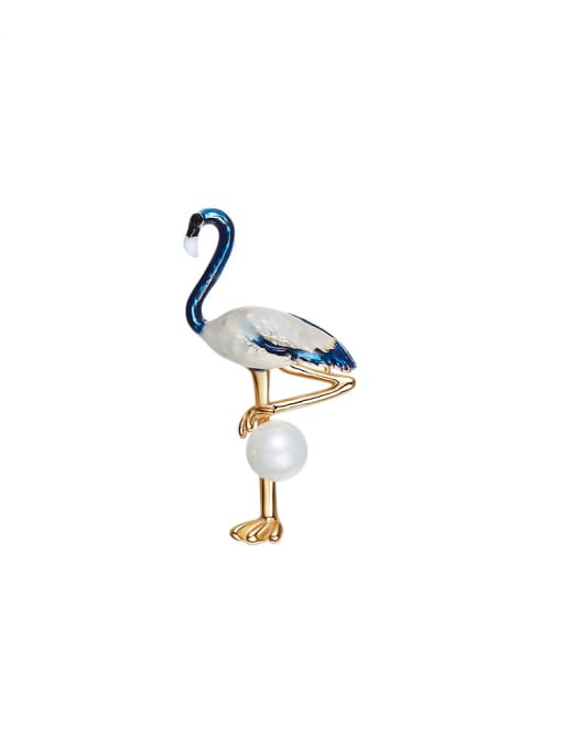 CEIDAI Fashion Artificial Pearl Flamingo Brooch 0