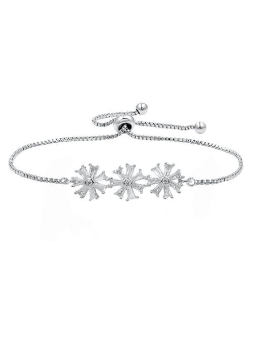 Platinum Copper With Cubic Zirconia Personality snowflake adjustable Bracelets