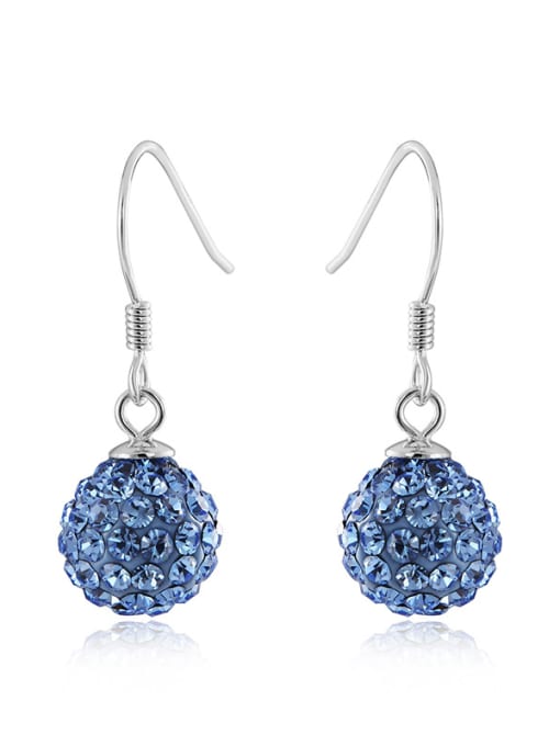 Light Blue S925 Silver 18K White Gold Crystal hook earring