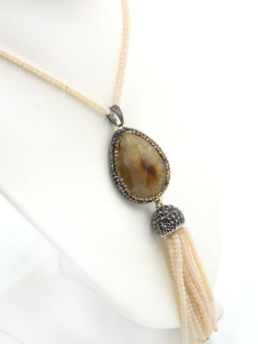 Champagne Natural Crystals Agate stone Sweater Beads Chain