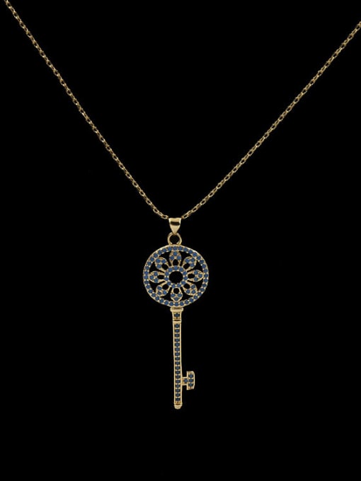 Golden White cz Sun Flower Key Necklace