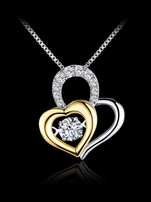 OUXI 925 Sterling Silver Heart-shaped Zircon Necklace 3