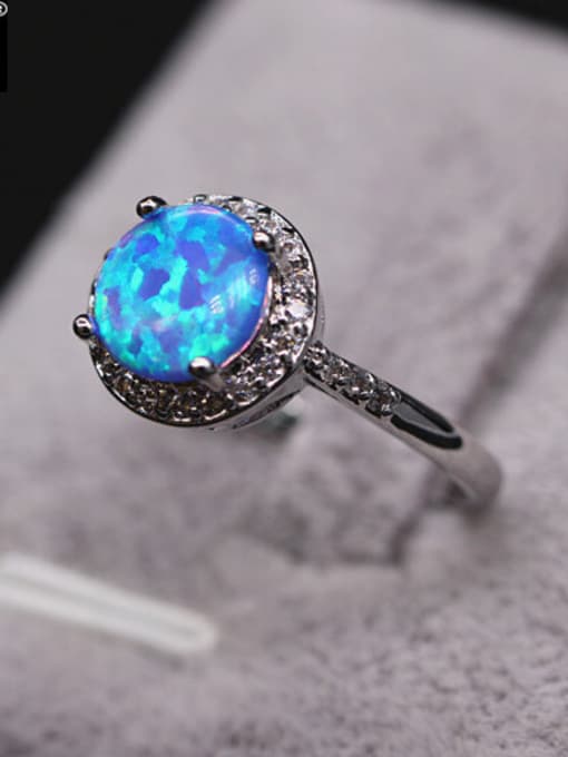 L.WIN Platinum Plated Opal Stones Ring 0
