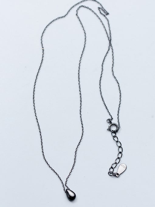 Black Lovely Black Gun Plated Water Drop S925 Silver Necklace