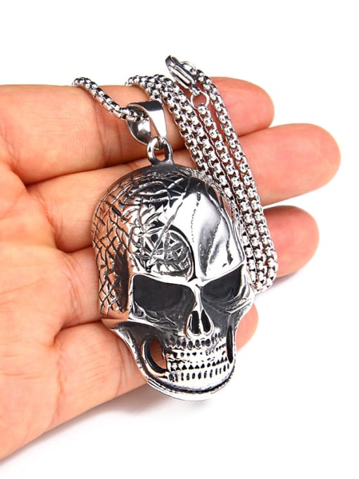BSL Stainless Steel With Gun Plated Personality Skull Necklaces 2