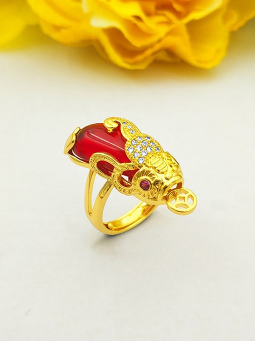 A Red Stone Chinese Elements Women Ring