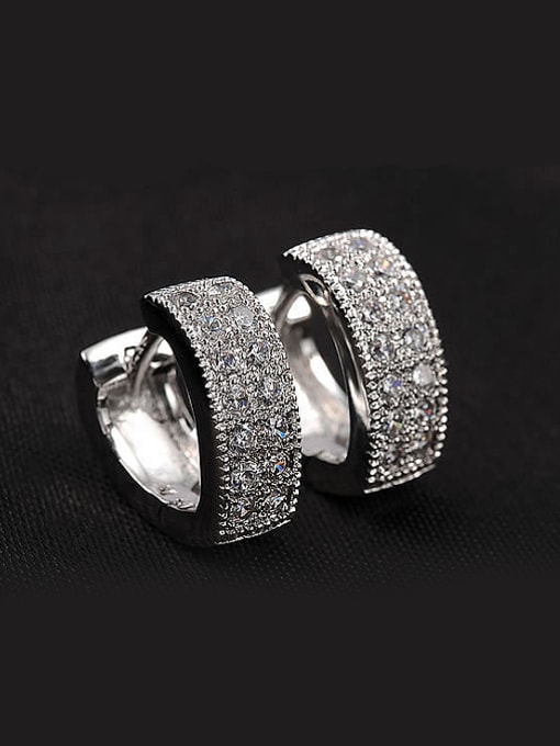 Platinum Exquisite Square Shaped Austria Crystal Stud Earrings