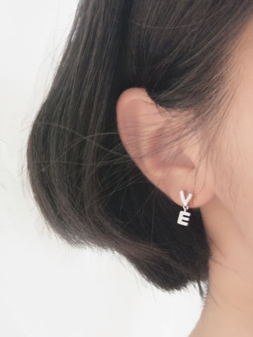 Peng Yuan Asymmetrical LOVE Silver Stud Earrings 2