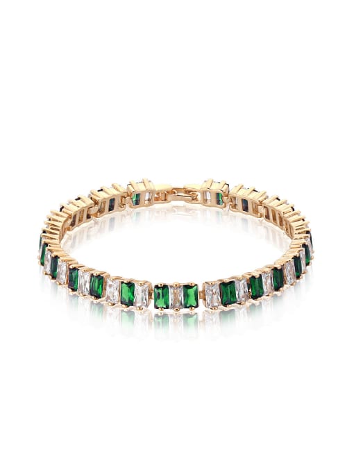 green 2018 Copper Alloy 18K Gold Plated Fashion Zircon Bracelet