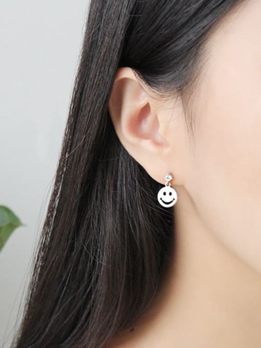 DAKA Sterling silver simple smiley earrings 1