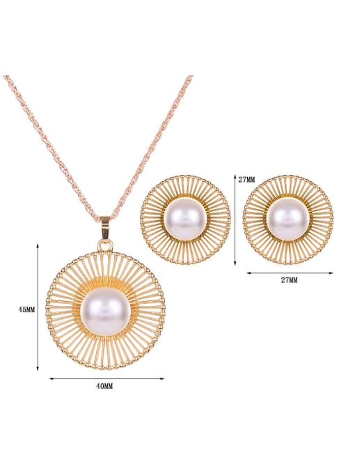 BESTIE 2018 Alloy Imitation-gold Plated Fashion Artificial Stones Round Two Pieces Jewelry Set 3