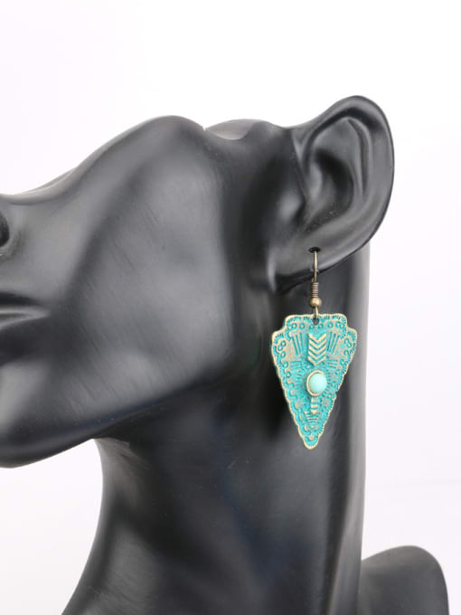 Gujin Antique Bronze Plated Resin stone Triangle Alloy Earrings 1