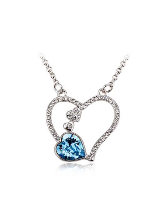 blue Fashion Heart shaped Crystal Rhinestones Necklace