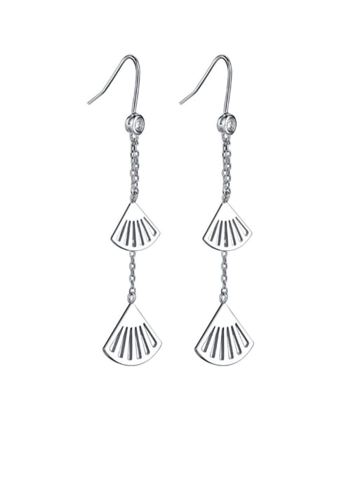 Dan 925 Sterling Silver With Long fringe fan Fashion Irregular Drop Earrings 0