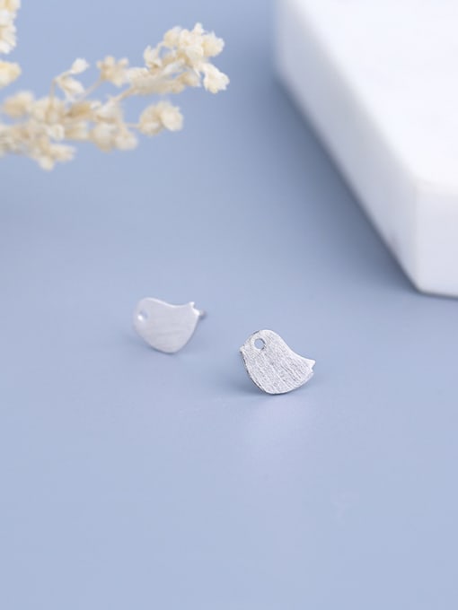 One Silver Lovely Bird Shaped Stud Earrings 0