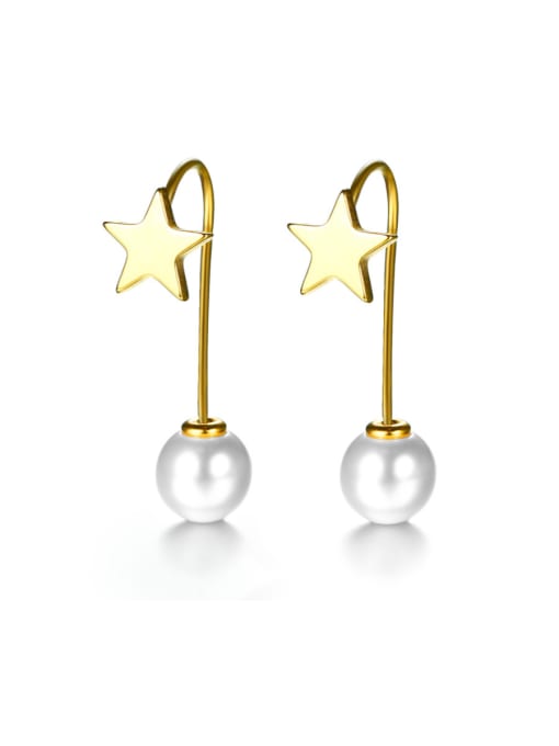 LI MUMU Delicate stainless steel five-pointed star beaded earrings
