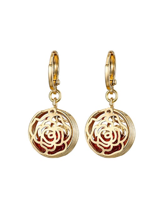 XP Hollow Rose Flower Zircon Earrings