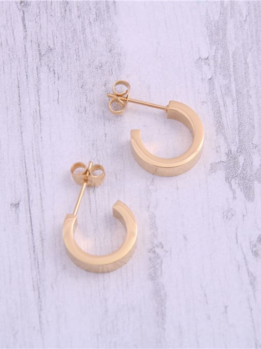 GROSE Titanium With Gold Plated Simplistic Round Stud Earrings 0