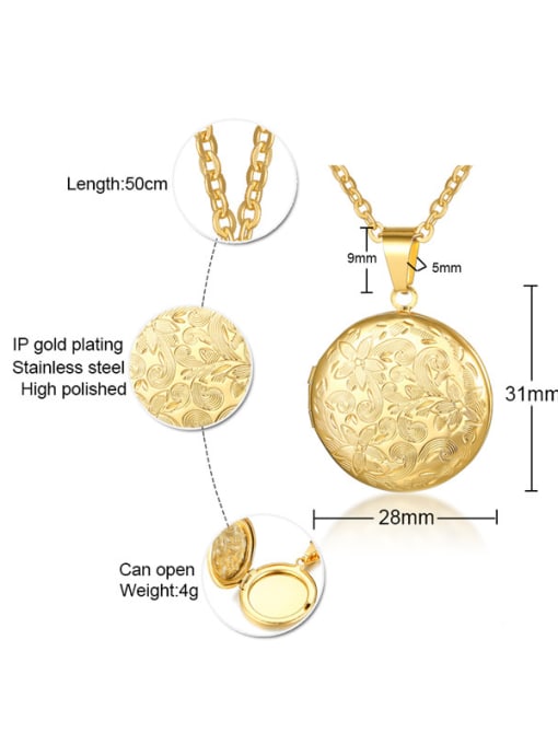 CONG Stainless Steel With Gold Plated Simplistic Round Pattern Necklaces 2